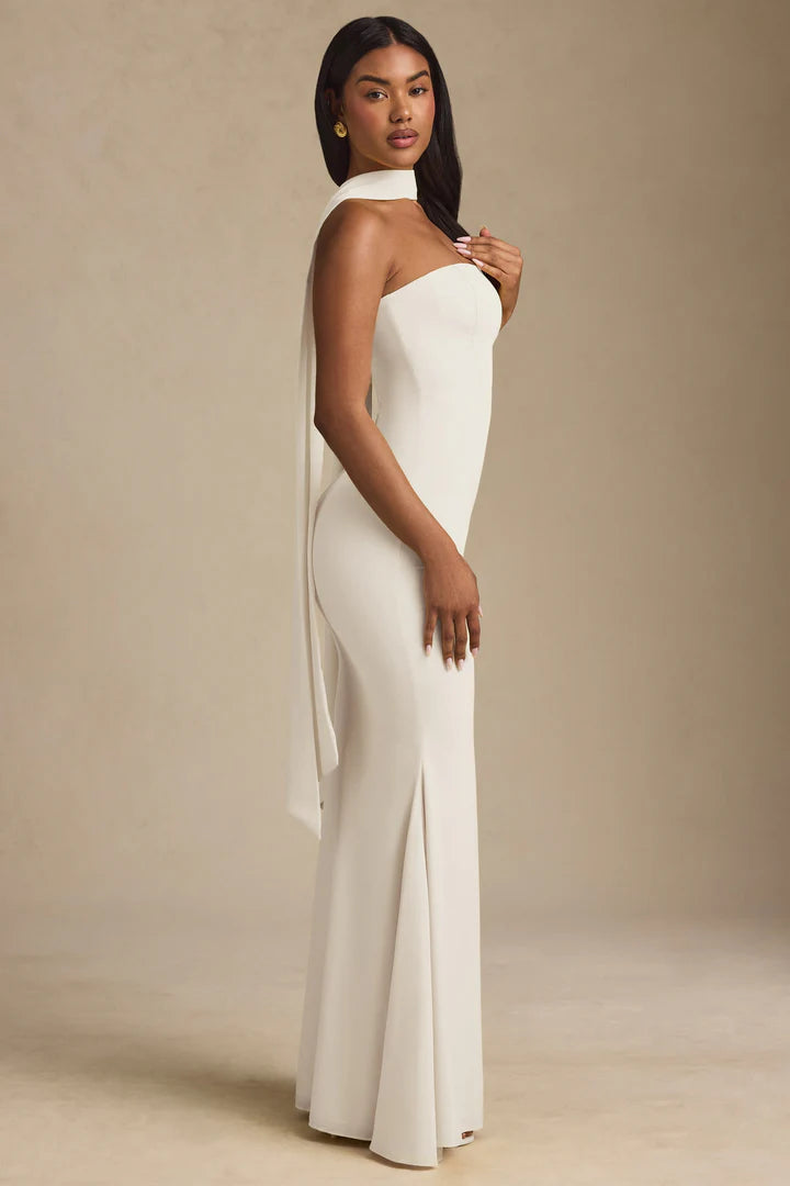 Slim Sheath Fishtail Dress with Shawl