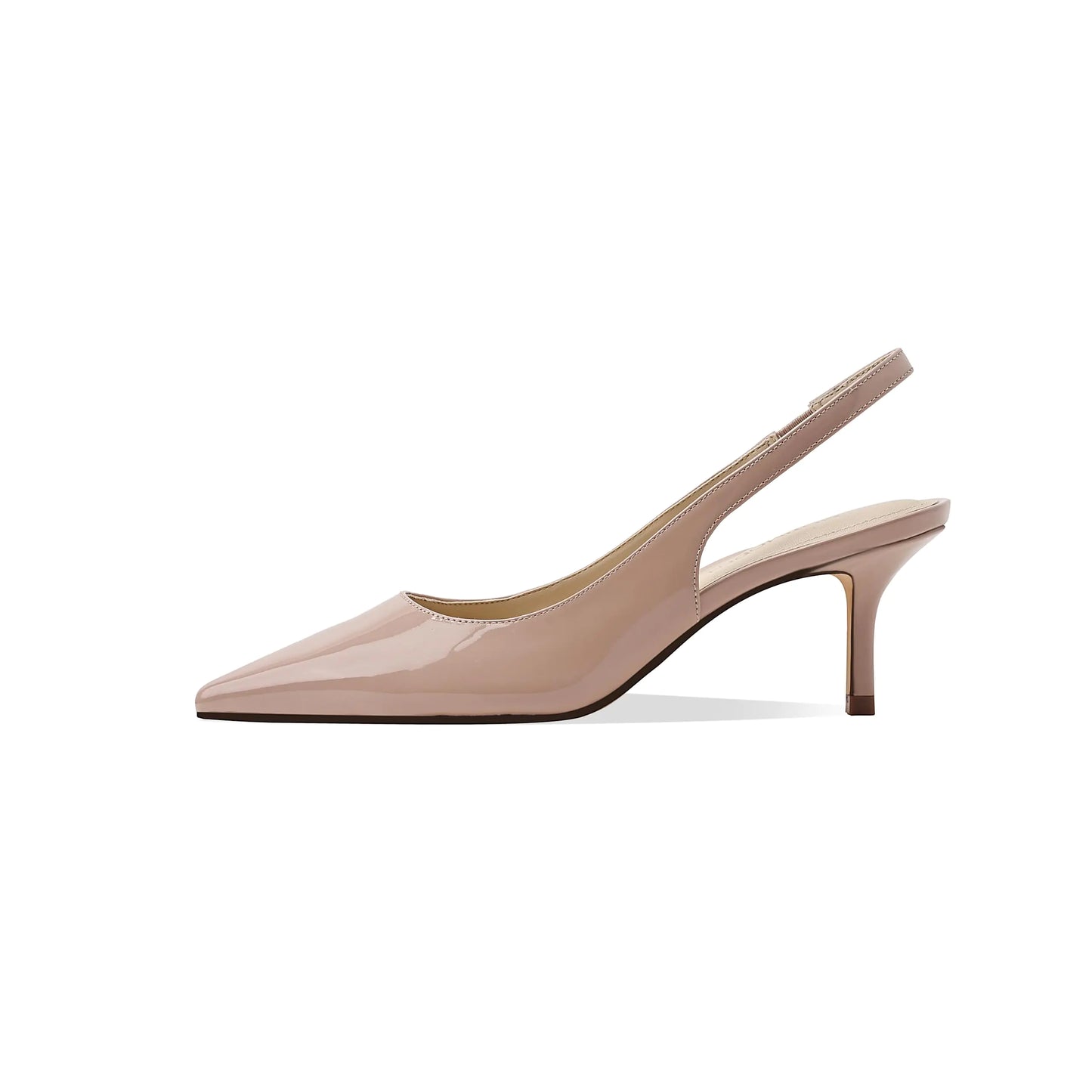 Nude Pointed Toe Kitten Slingback Pumps