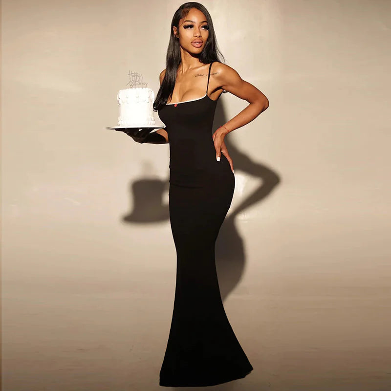 Black Lace Tube Top Fishtail Dress