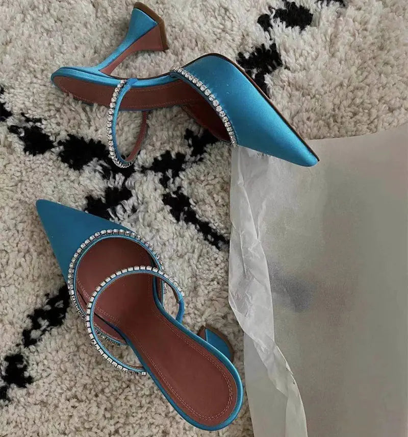 Luxury Crystal Chain Pointed Toe Heels