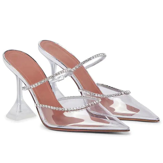 Luxury Crystal Chain Pointed Toe Heels