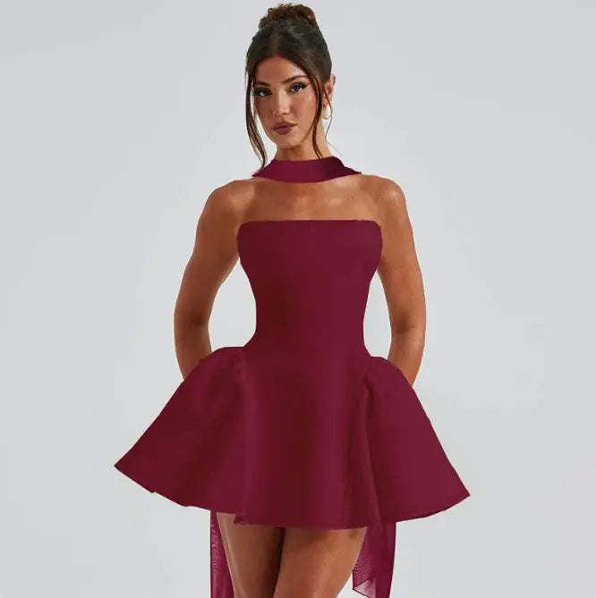 Strapless Tube Back Zipper Bodycon Mini Dress