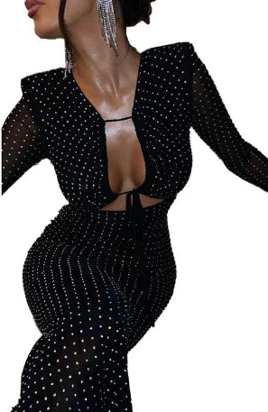 Black/Purple Sequin Cutout Strap Bodycon Dress
