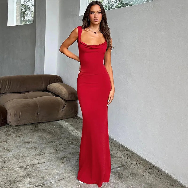 Backless Bow Strap Slim Sheath Dress