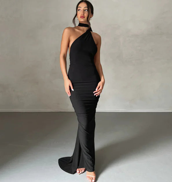 Backless Halter Lace Up Sheath Dress