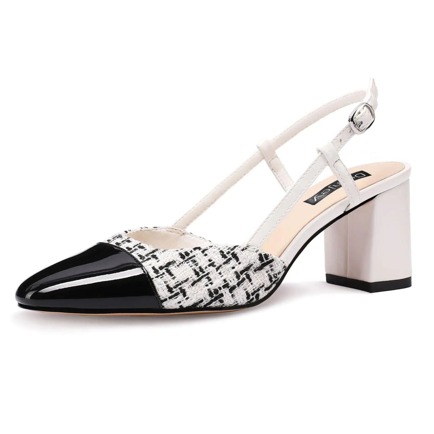Cap-Toe Two-Strap Slingback Sandals