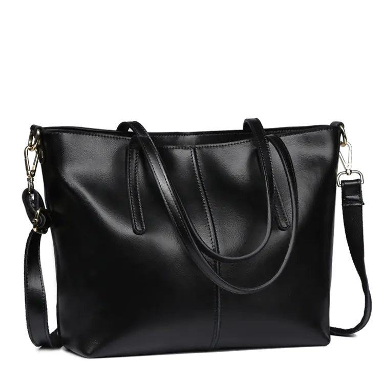 Minimalist Genuine Leather Shoulder Tote