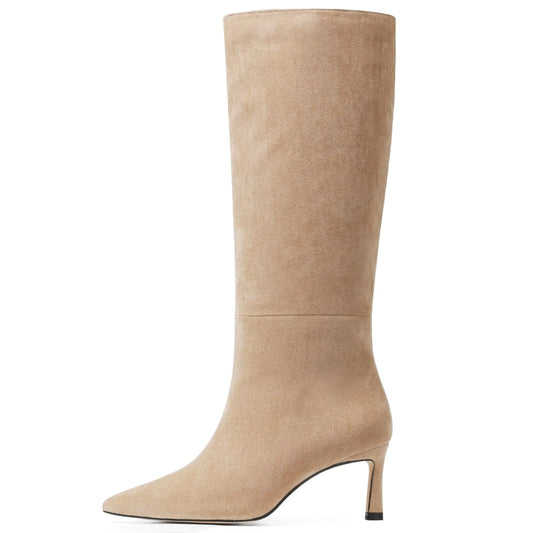 Women’s Wide Calf Kitten Heel Knee Boots