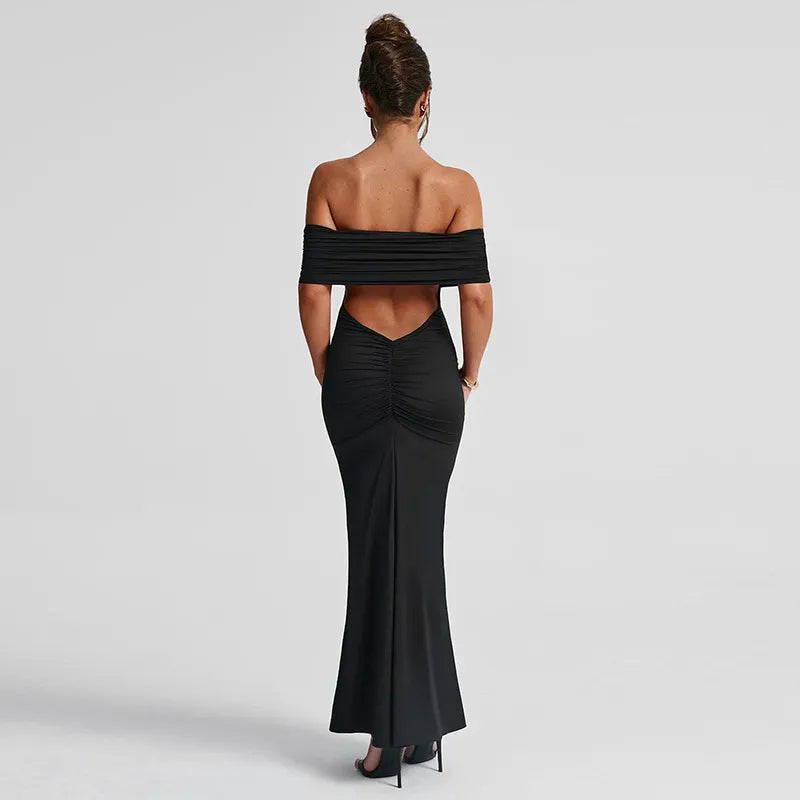 Off-Shoulder Backless Socialite Cocktail Dress