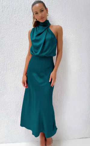 Solid Satin Dress with Sleek Fit