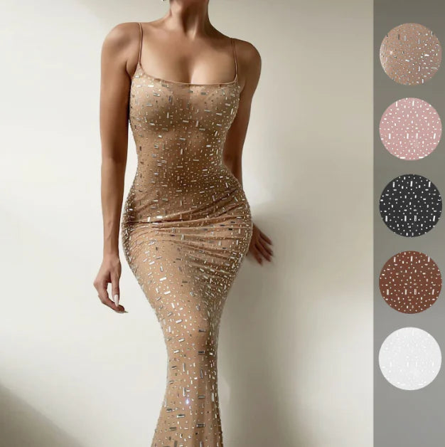 Rhinestone Mermaid Gown With Sparkling Detail