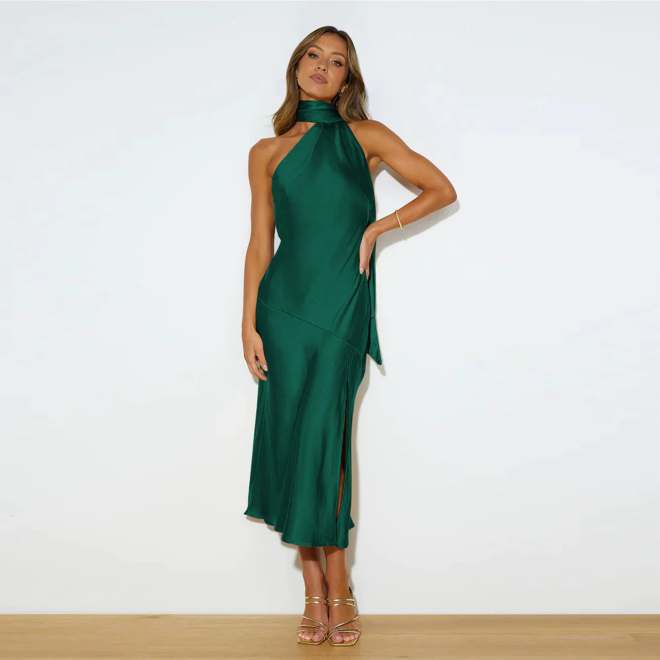 Satin Split Hollow Bodycon Party Dress