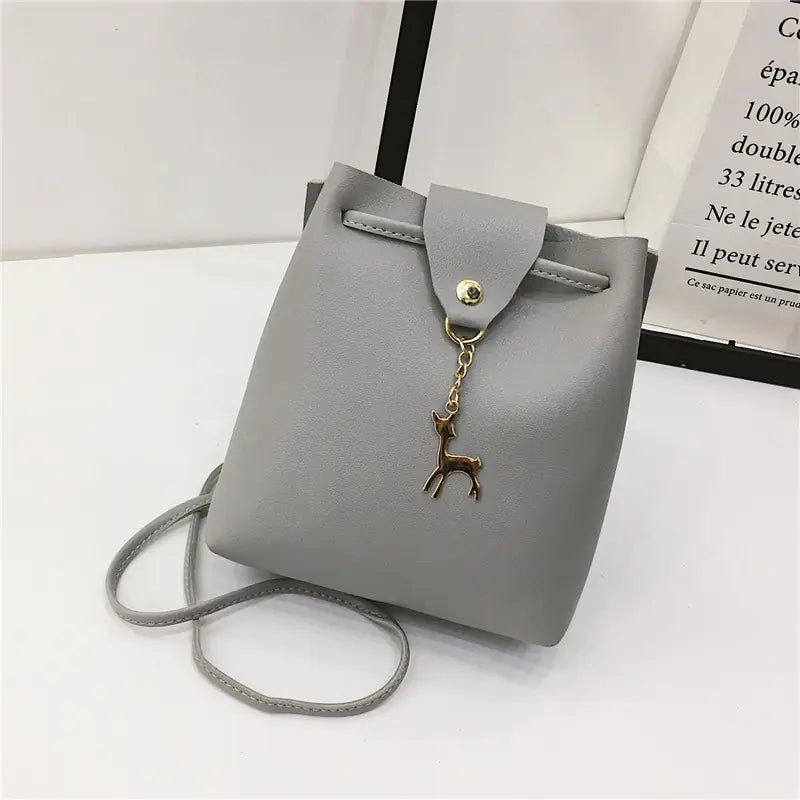 Vintage PU Mini Bucket Crossbody Bag