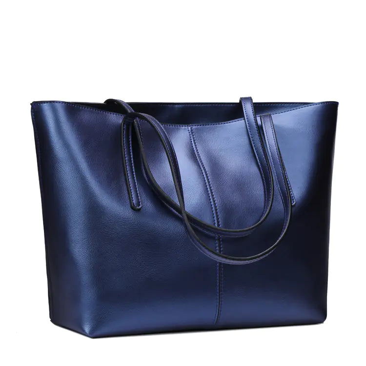 Minimalist Genuine Leather Shoulder Tote
