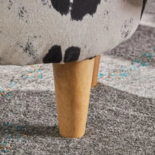 Black And White Velvet Cow Shaped Footstool