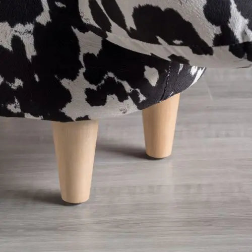 Black And White Velvet Cow Shaped Footstool